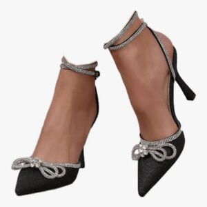 Women's Destiny Closed Toe Strappy Heels Sexy Rhinestone Ankle Strap Pumps -41